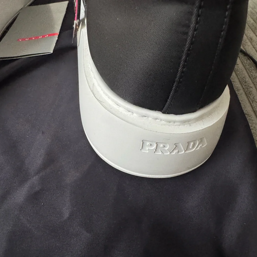 New 💯 Authentic Prada sneakers black white pink studded size 40